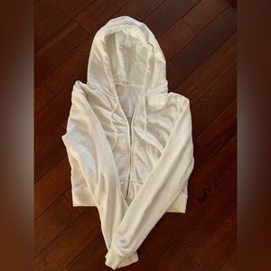 White Brandy Melville Cropped Zip Up